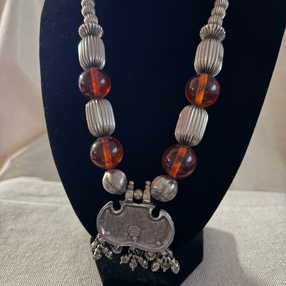 Accessocraft  NYC Amber and Silver-Tone Pendant Necklace - Women Jewelry - Picture 2 of 6